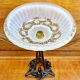 Art Deco wrought iron lamp with 3 rose glass daisies Ezan 1930