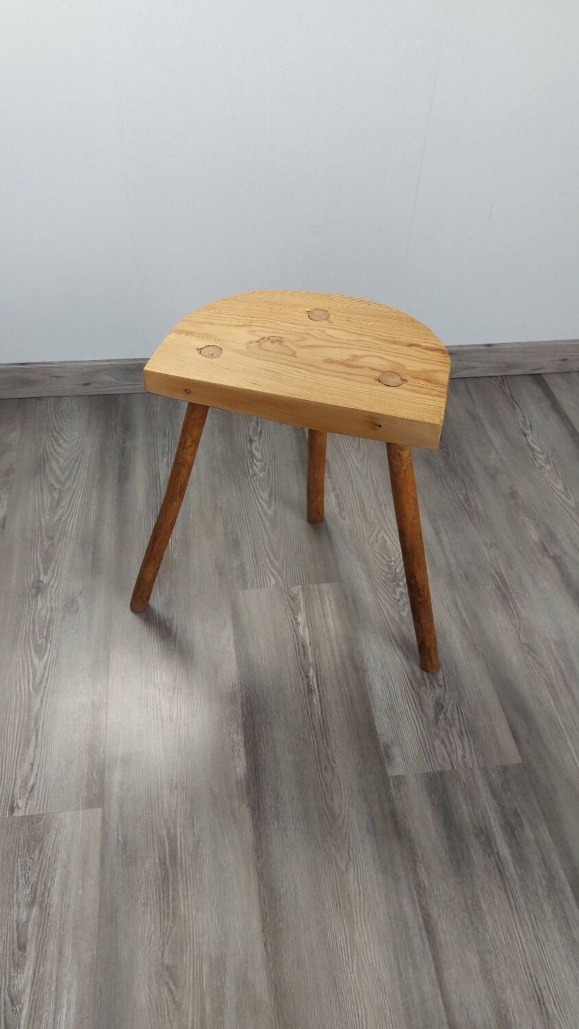 Raw wood tripod stool