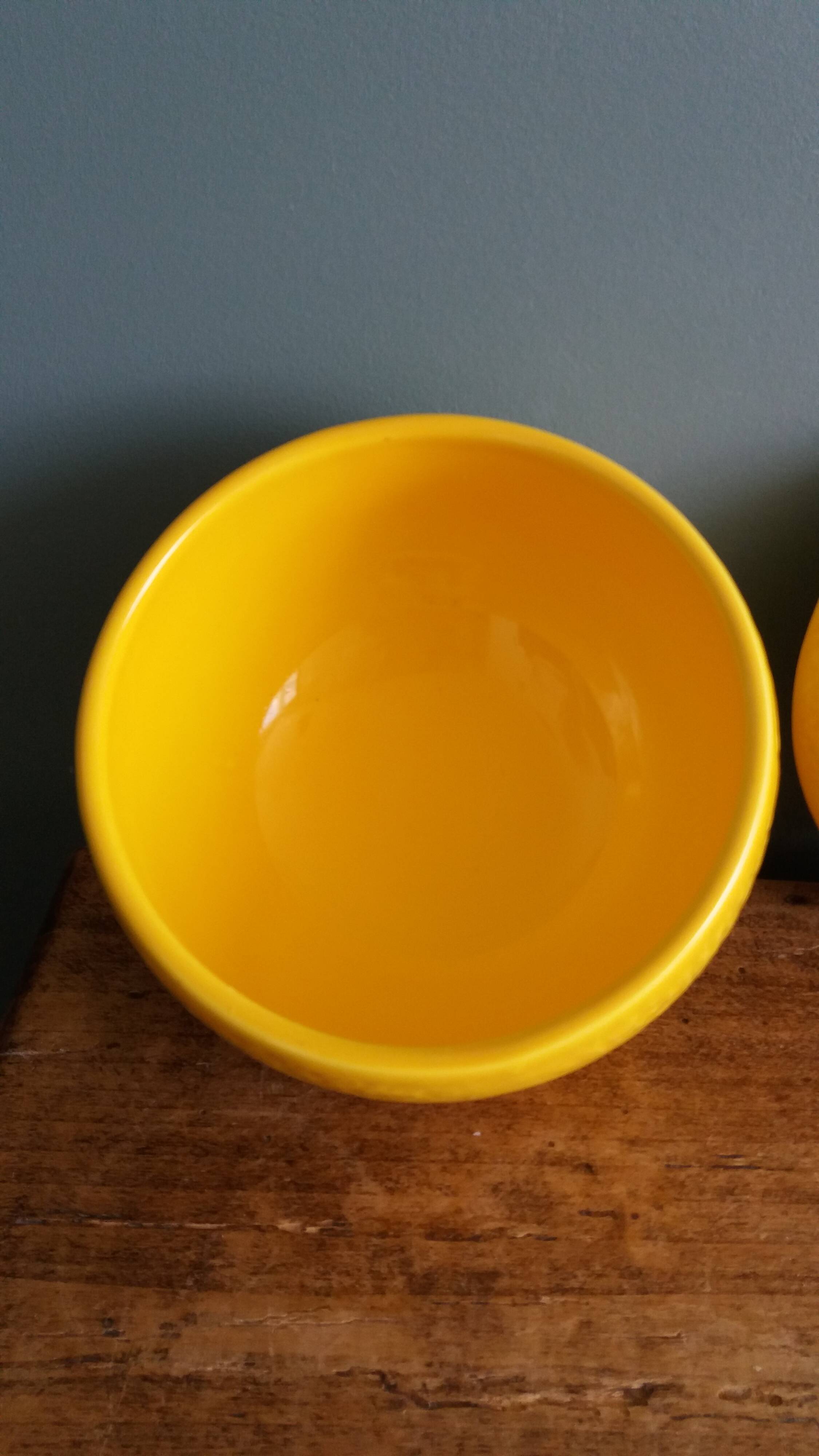Sugar bowl candy dish box lemon in slipware