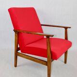 Chaise longue vintage en velours rouge, années 1970