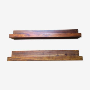 Pair of shelves in solid teak