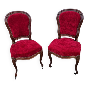 chaises Louis XX, noyer - velours