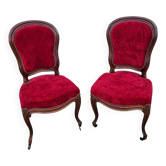 Louis XX chairs, walnut & red velvet