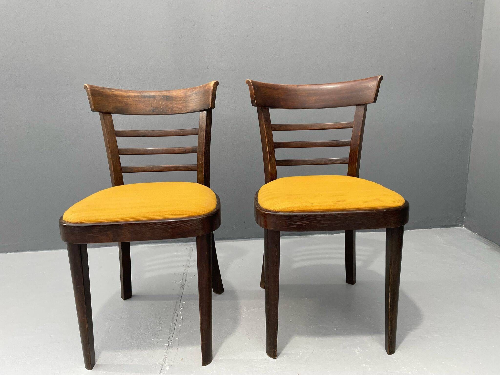 Pair of dining chairs by INTERIER n. p. Praha, wooden dining seating, 1974