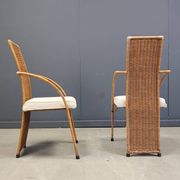 Vintage wicker dining chairs with high backs, 1980s - set of 6