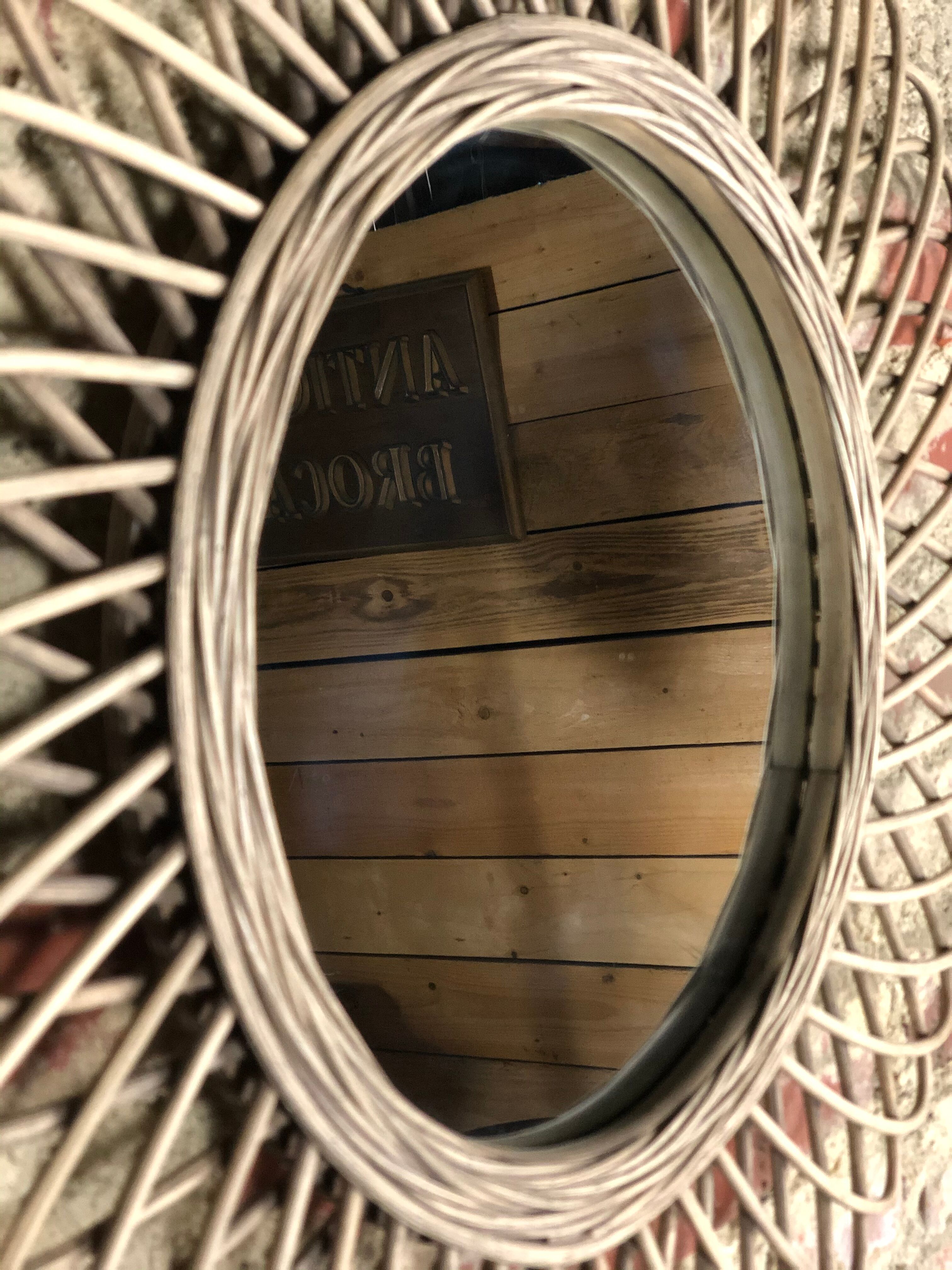Natural braided rattan mirror diameter 58 cm