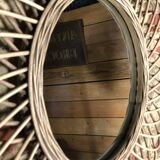 Natural braided rattan mirror diameter 58 cm