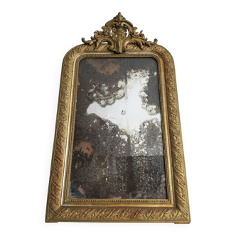 Large Louis Philippe mirror with antique mercury pediment, height 107cm, vintage