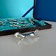 Set of 6 vintage silver metal knife holders and bottle opener, chev design