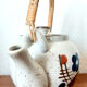 Stoneware tea set with currants, vintage Japan