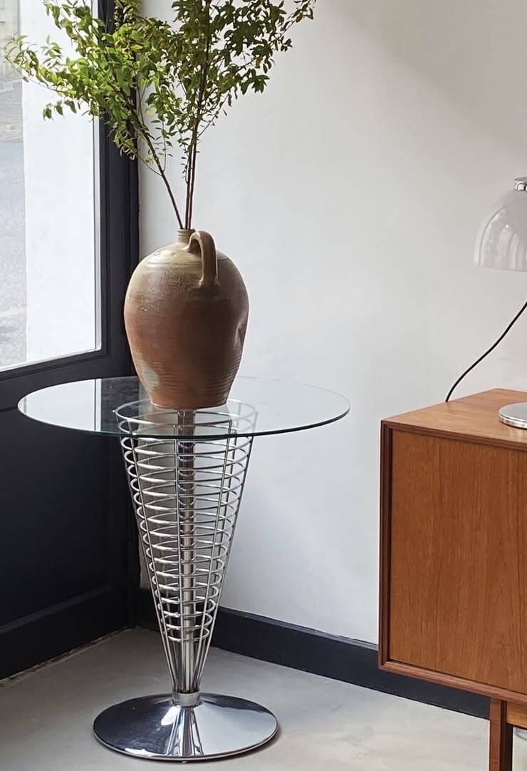 Sculptural table in metal and glass by Verner Panton for Fritz Hansen, 1980