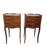 Pair of louis xv style bedside tables in marquetry