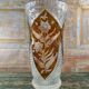 Large amber crystal vase – Engraved floral decoration – 29 cm