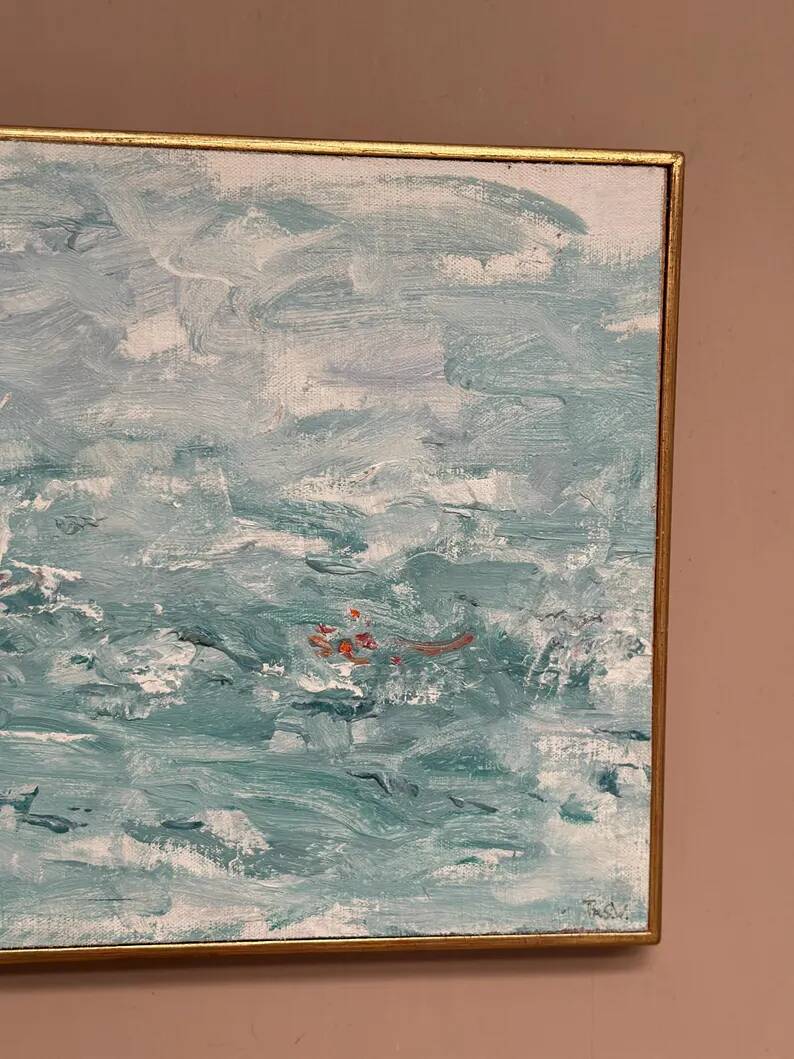 Original Swedish Oil on Panel – “Abstract” by T. Wahlström– Vintage & Framed – 40 × 30 cm (15.7" × 11.8")