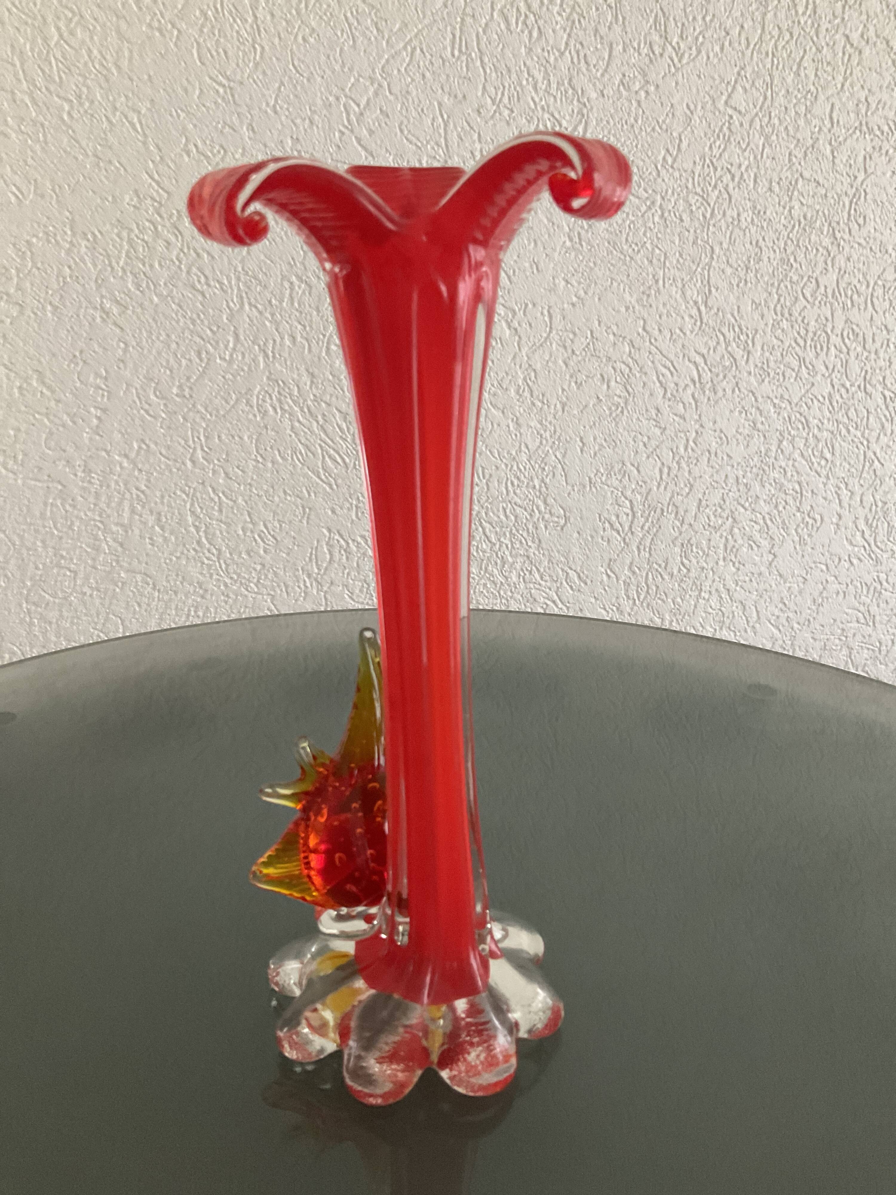Murano "fish" orange soliflore from the 1970s.
