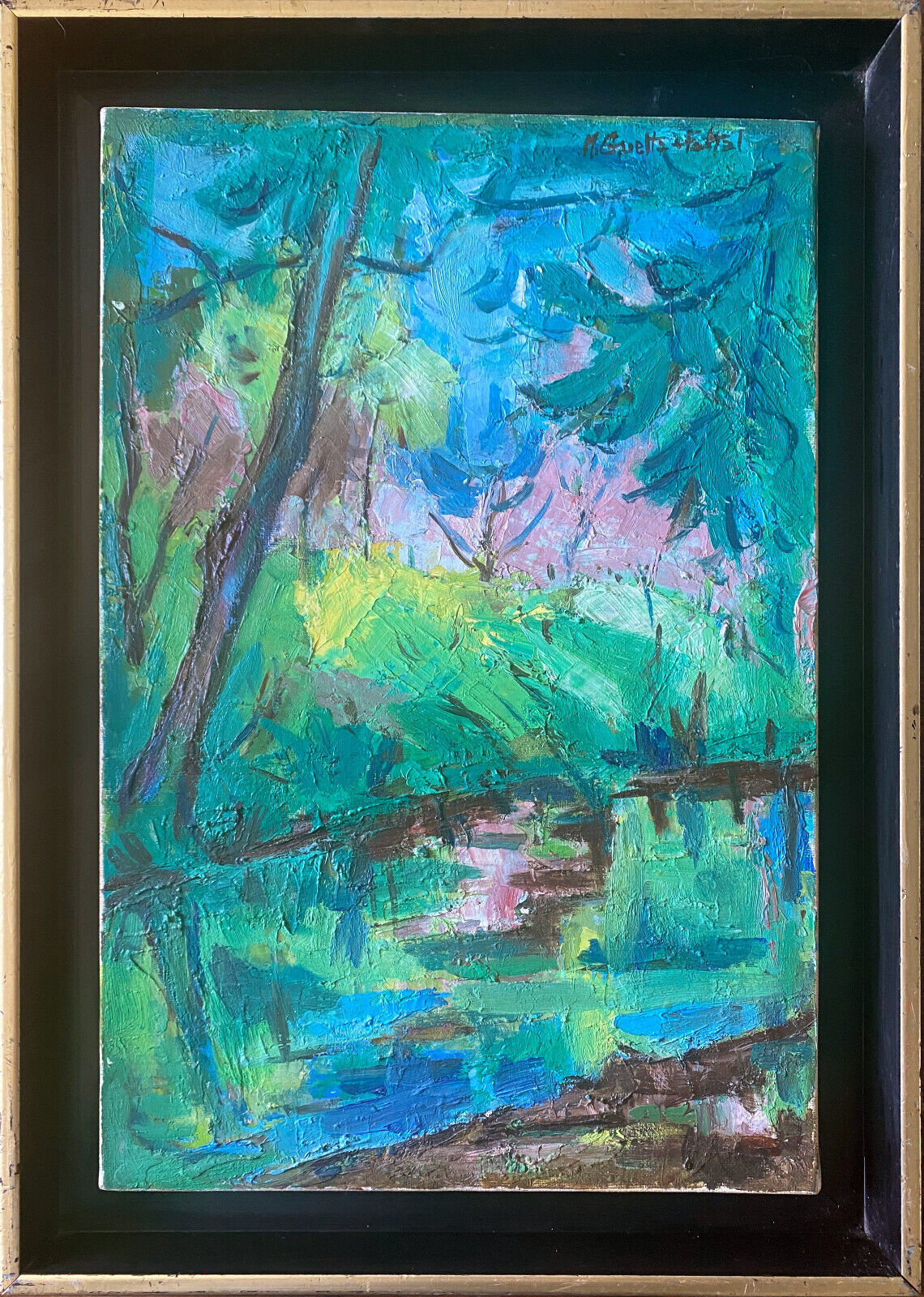 Table "Reflections in water" HST from 1942 by Marcelle GUETTA-FATTAL (1922-2009)