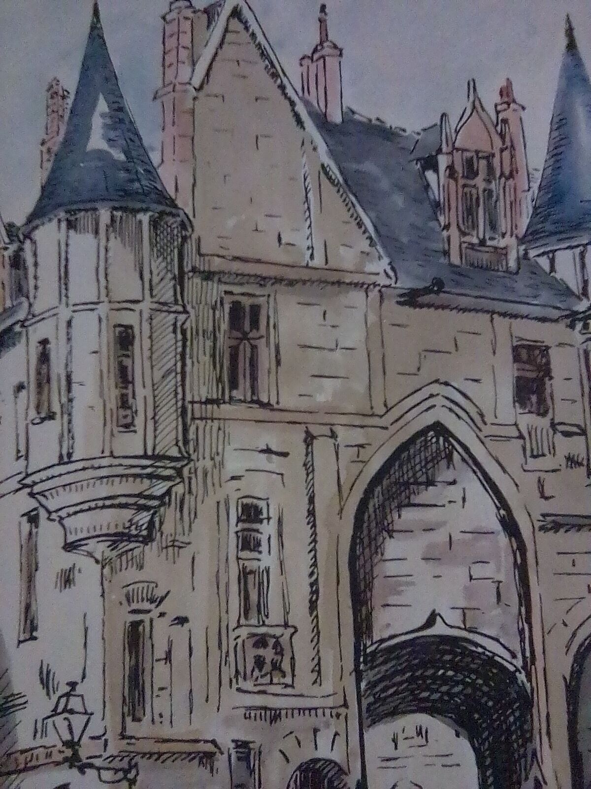 Watercolour drawing of Old Paris, ' Hôtel des Sens '