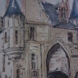 Watercolour drawing of Old Paris, ' Hôtel des Sens '