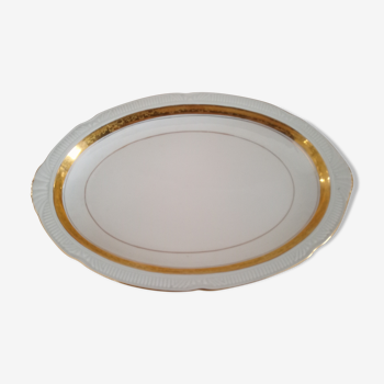 Plat ovale en porcelaine Bavaria beige liseré doré