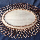 Miroir en rotin vintage époque 1960/70  50 x 37 cm