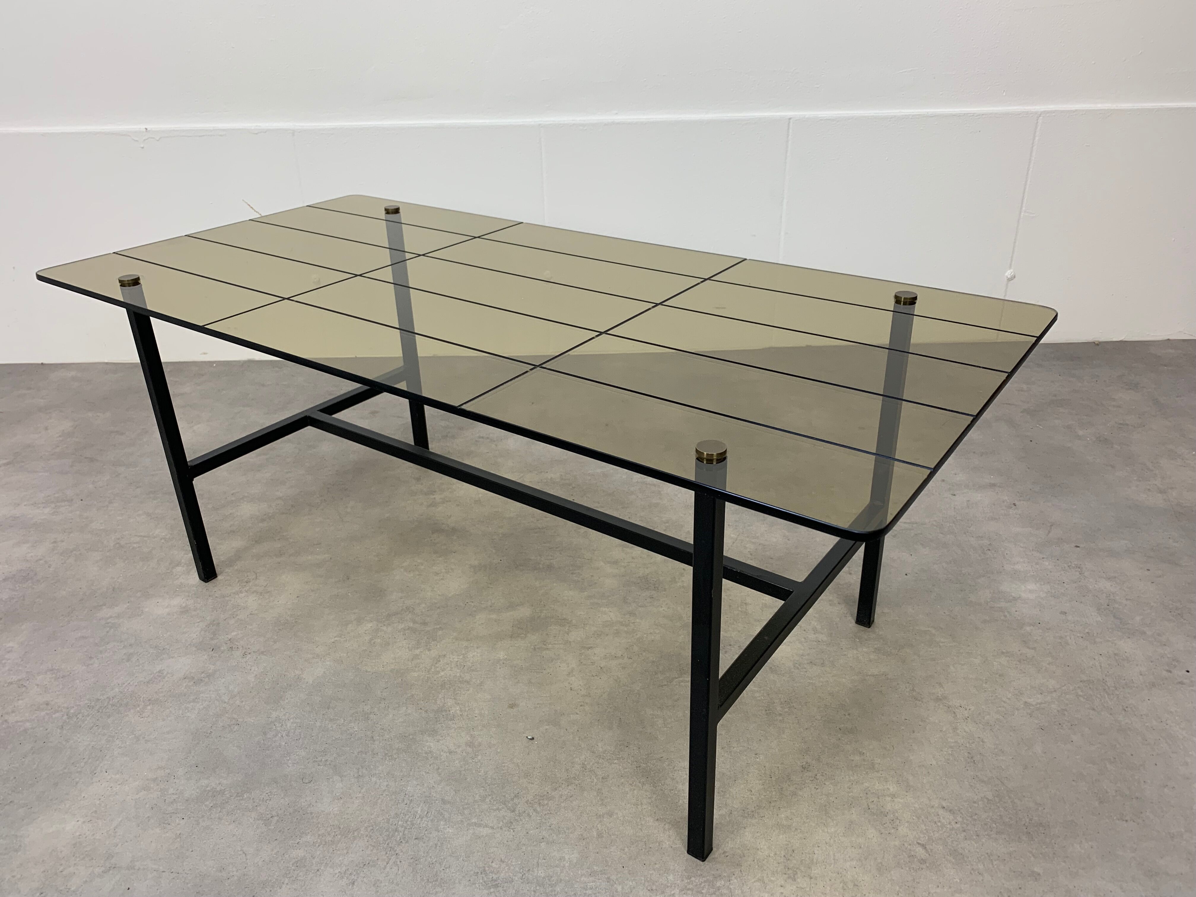 Coffee table metal and glass, 50s