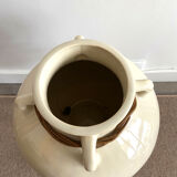 XL ceramic vase with 4 handles and rattan braid
