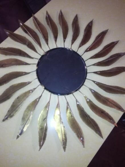 Mirror flower in brass 1970 62cm