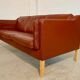 Vintage Danish mid-century Mogens Hansen 3-person cognac leather sofa