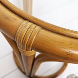 Table d'appoint bambou rond plateau en verre table basse midcentury boho salon petite table marron