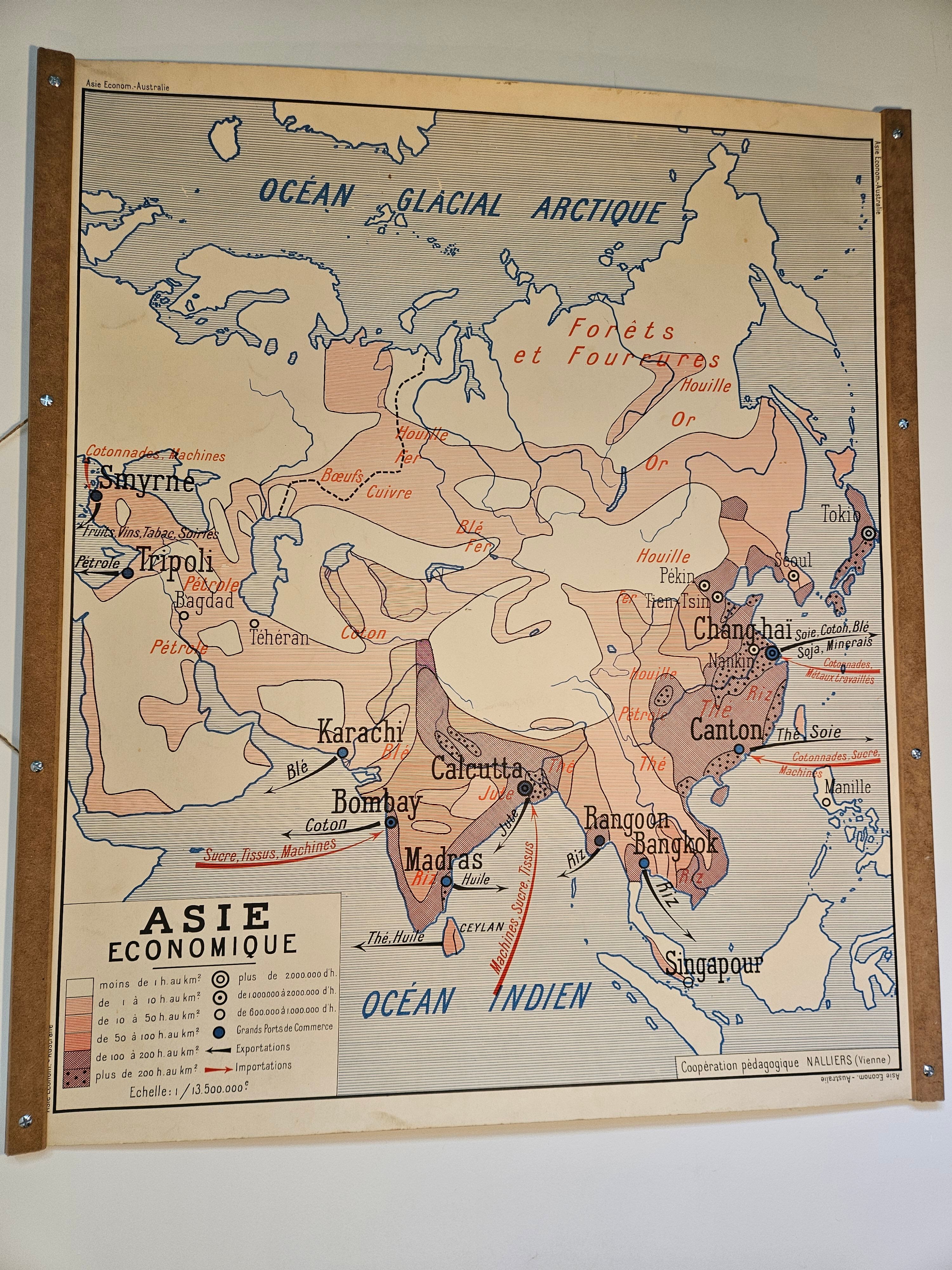 Old school map of geography of Australia and Asia double-sided