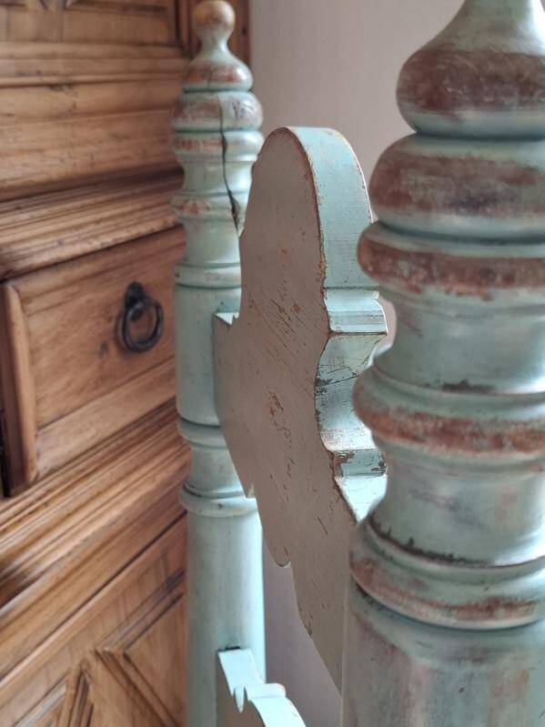 vintage turquoise wooden chairs