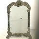 Louis XV style table mirror silver bronze frame floral painting 24x39cm
