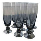 Set of 9 vintage champagne flutes (tinted glass)