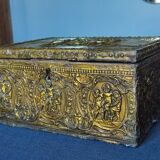 Old wooden box/casket covered with brass