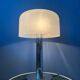 Space Age table lamp in chrome with white plexiglass mushroom shade.