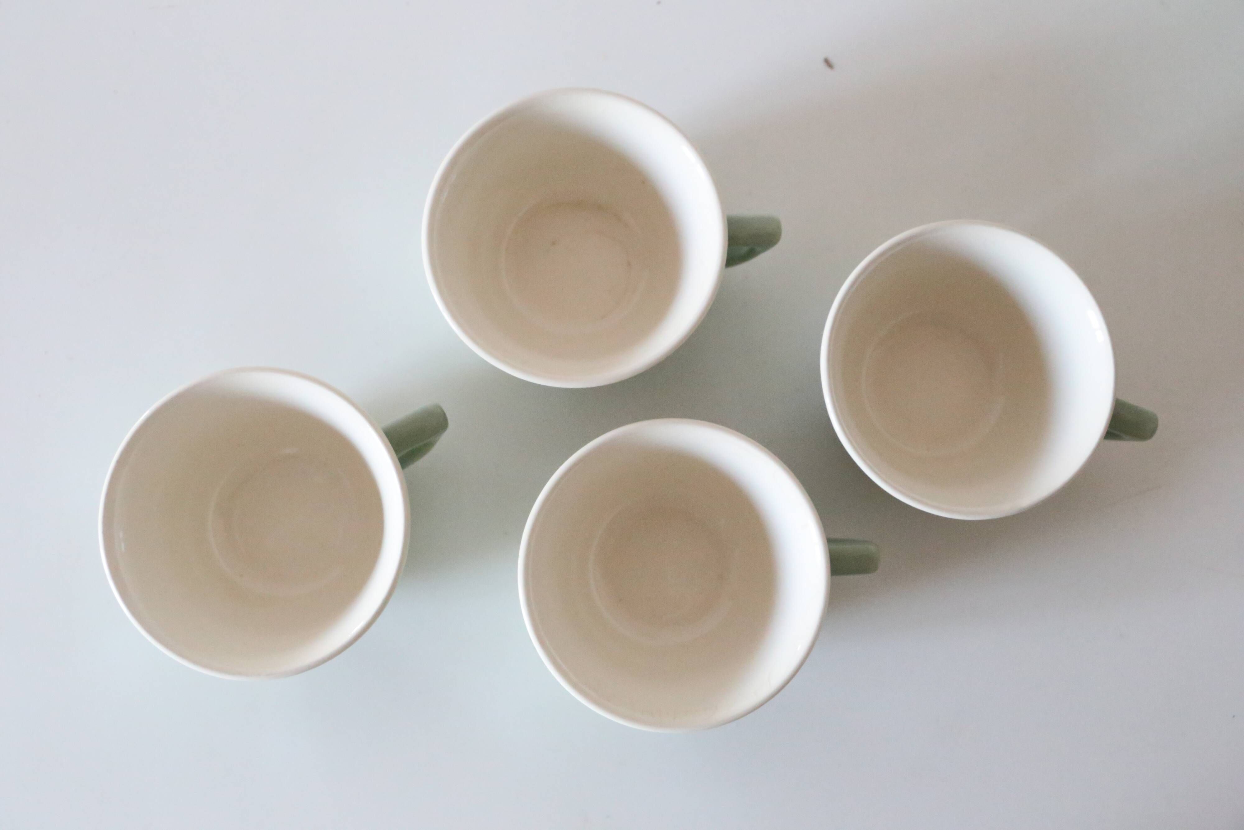 Ensemble de 4 tasses vertes et beiges Villeroy et Boch, vintage