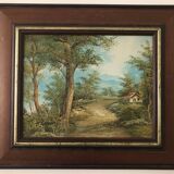 Tableau, Peinture, Cabanon en forêt, Irène CAFIERI, Années 1960