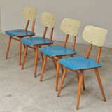 Set of 4 wooden chairs TON Bystrice Thonet blue