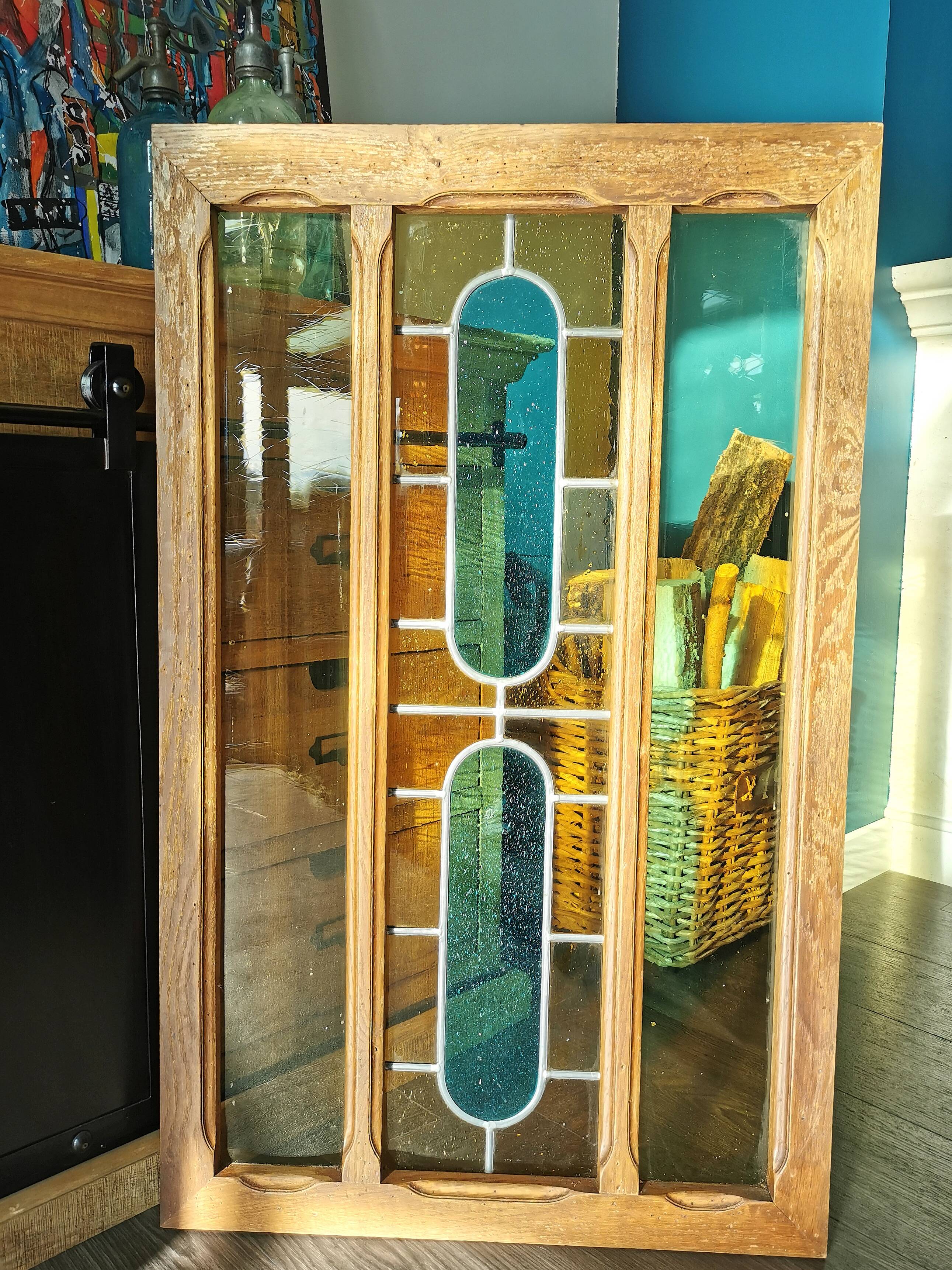 Stained glass window with framing