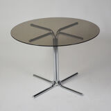 Italian Smoked Glass tubular frame round dining table 1970s