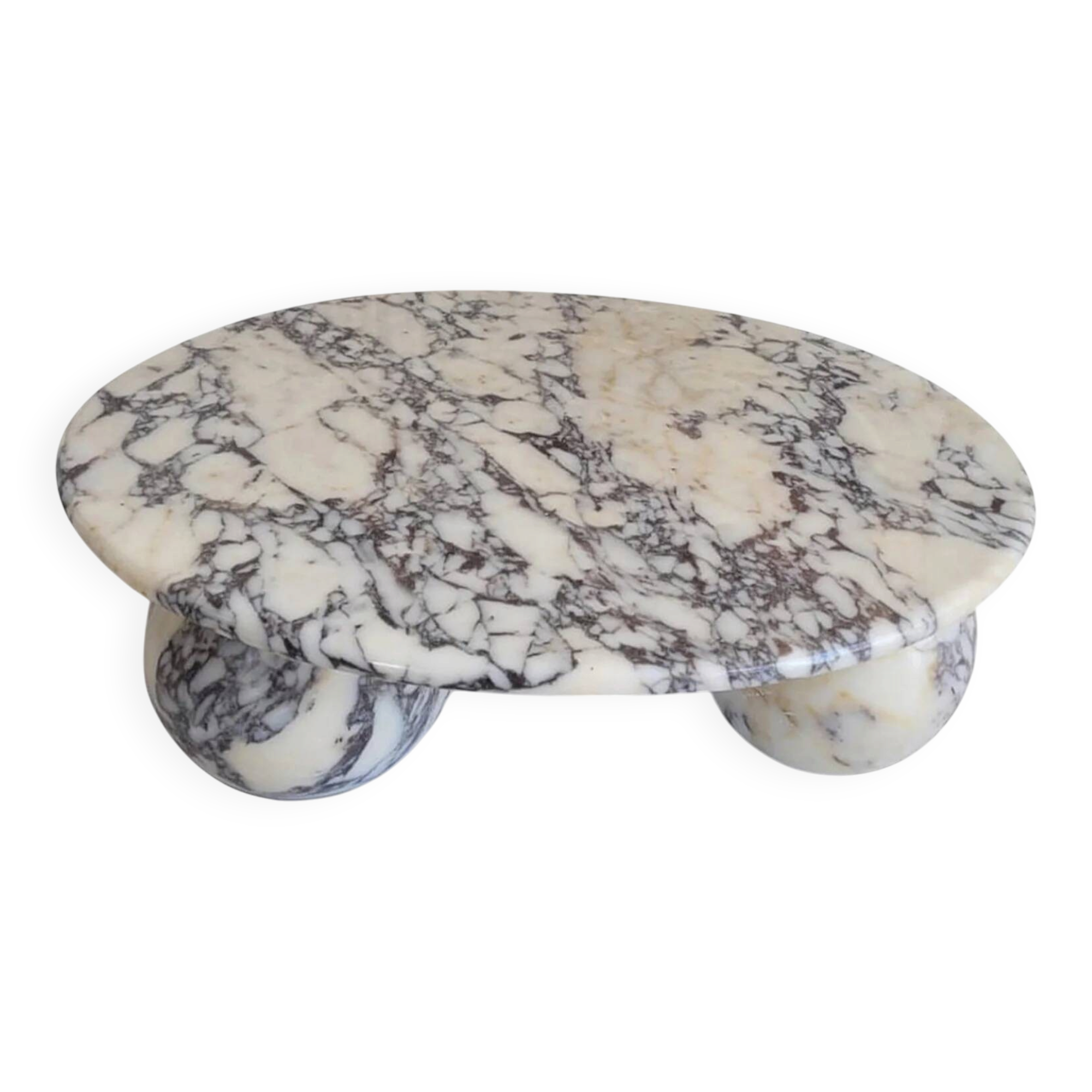 Round Coffee Table Viola Violet Marble with Ball Sphere Legs