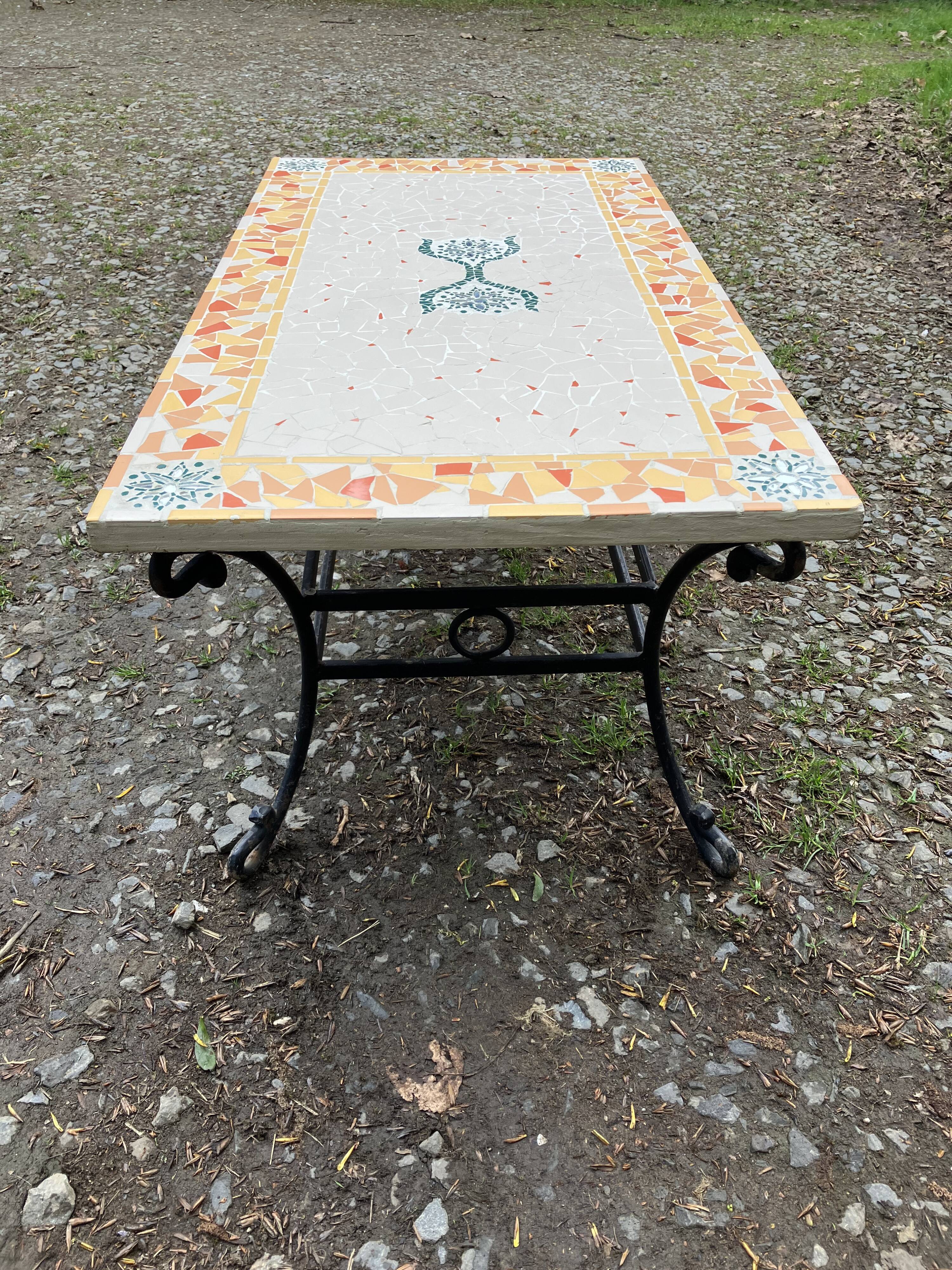 Coffee table legs iron mosaic top