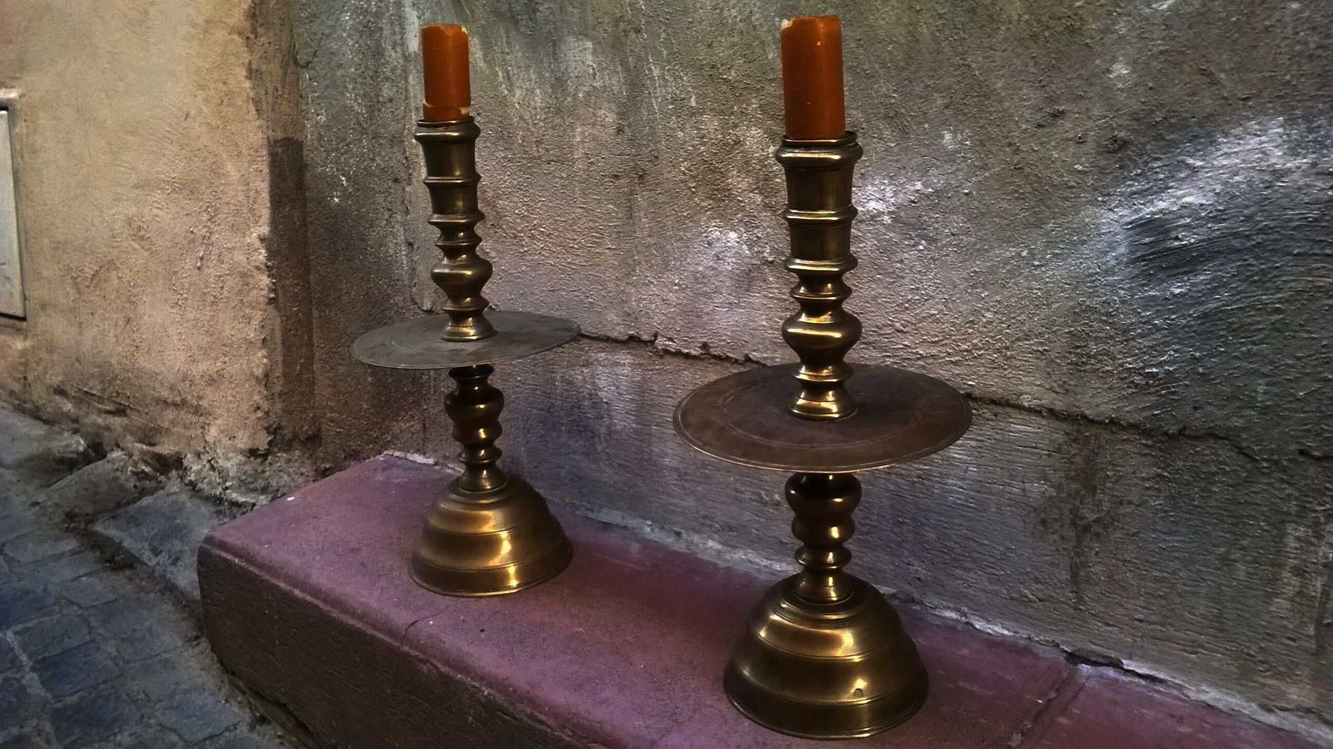 Pair of bronze candlesticks