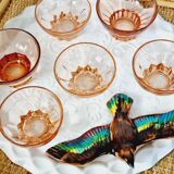 Lot de 6 coupes à champagne en verre rose dépareillées