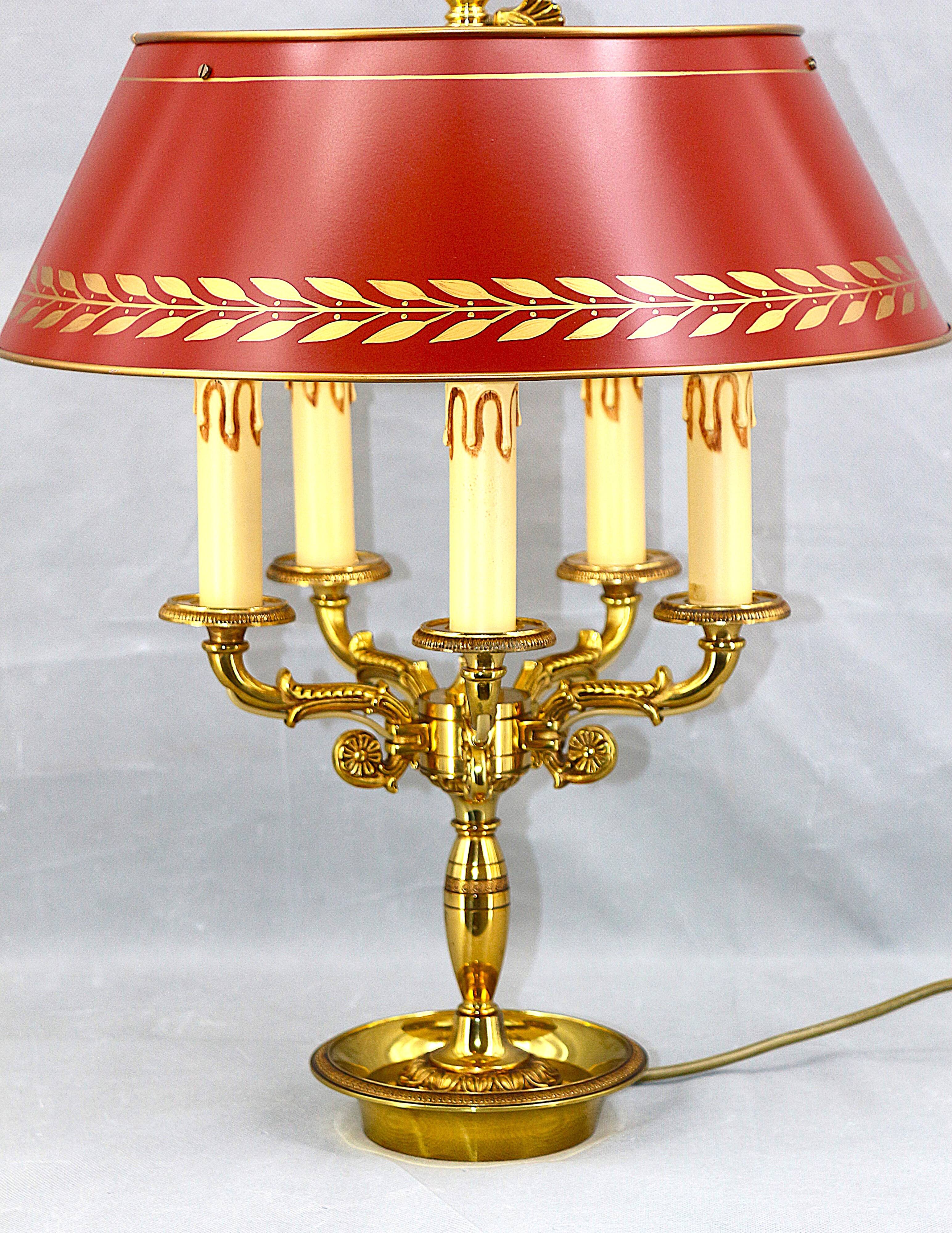 Bronze Bouillotte Lamp in Solid Empire Style Five Lights * Lucien Ga
