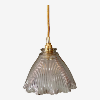 Vintage holophane glass tulip pendant lamp (2)
