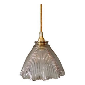 Vintage holophane glass tulip pendant lamp (2)