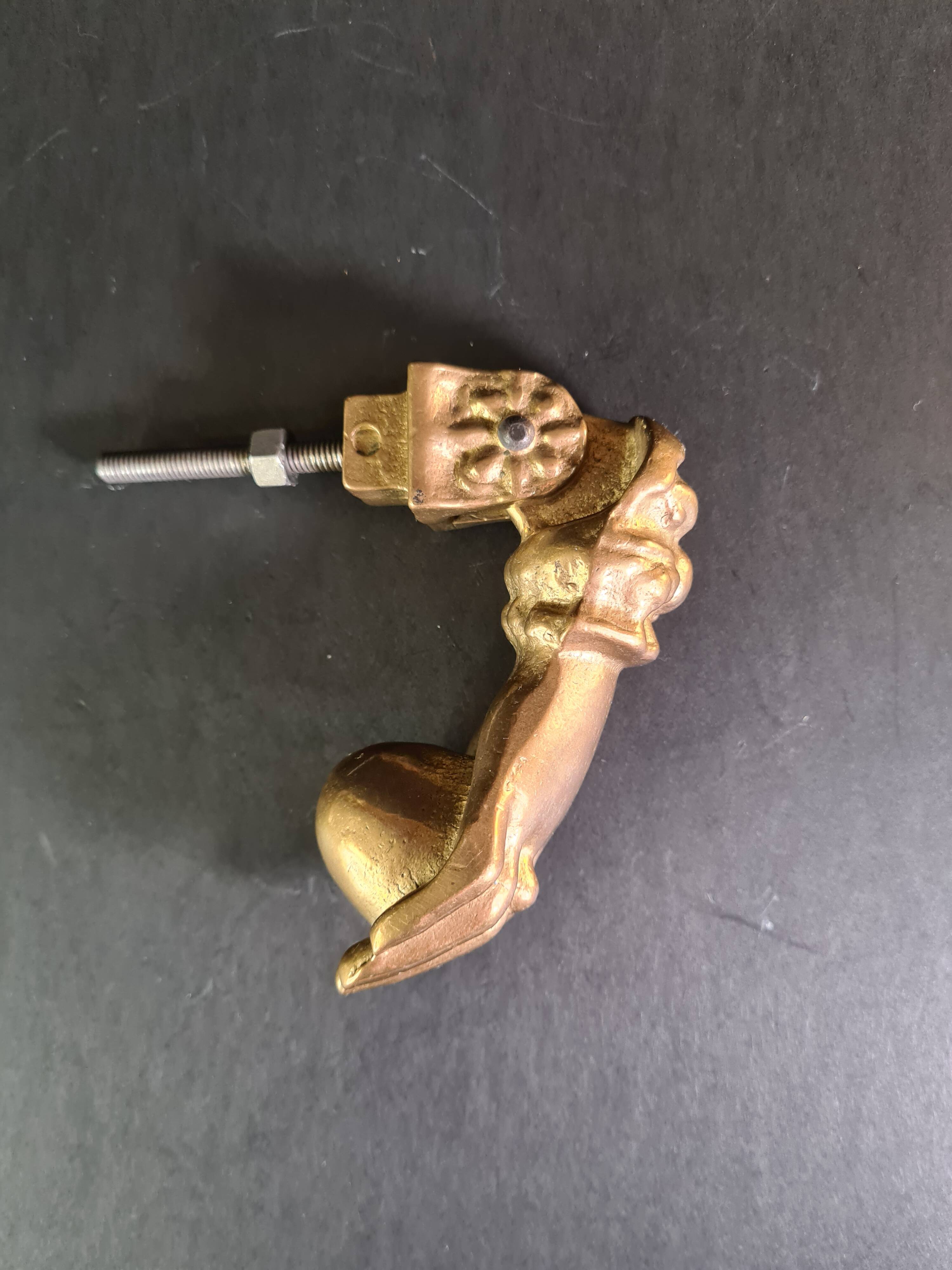Antique gilt bronze door knocker – Stylized hand