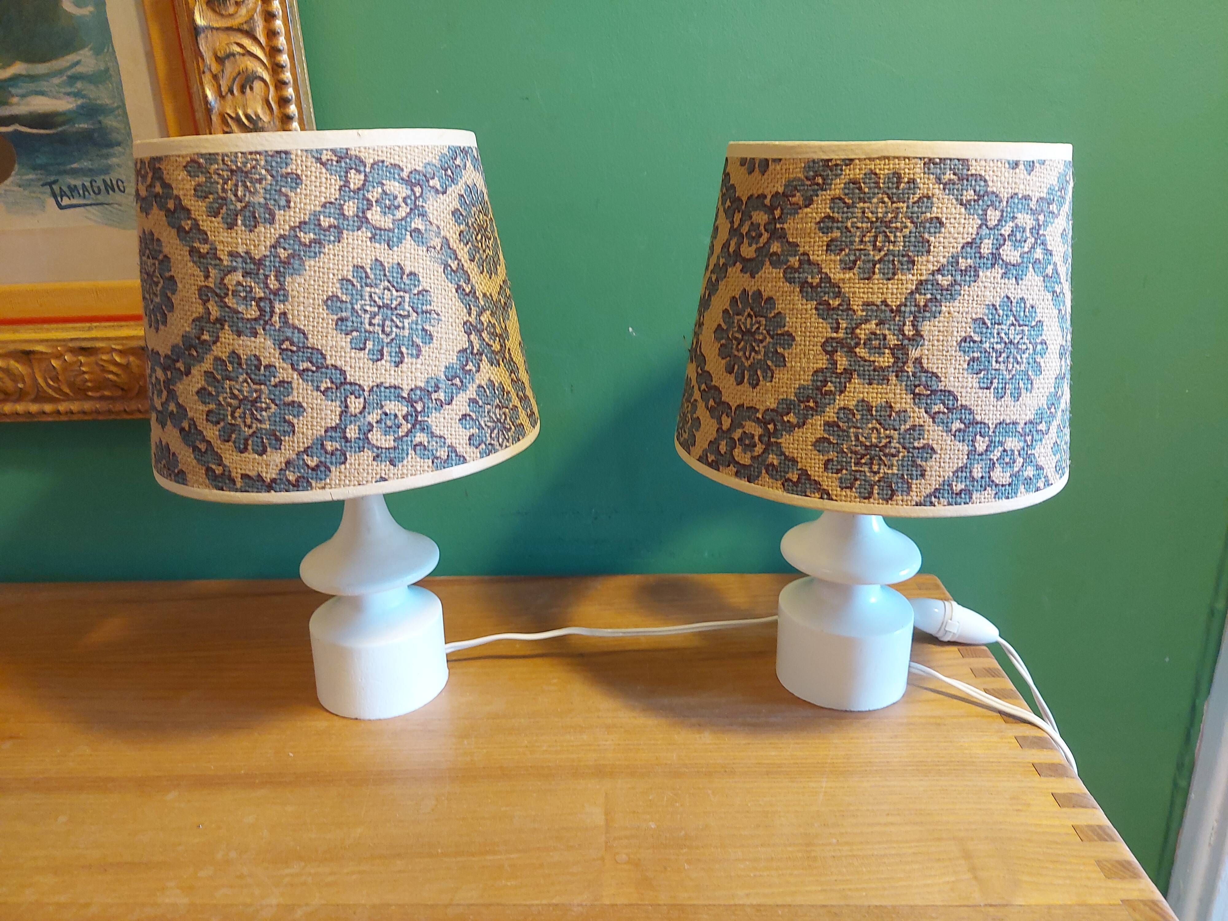 2 vintage 60's wooden bedside lamps