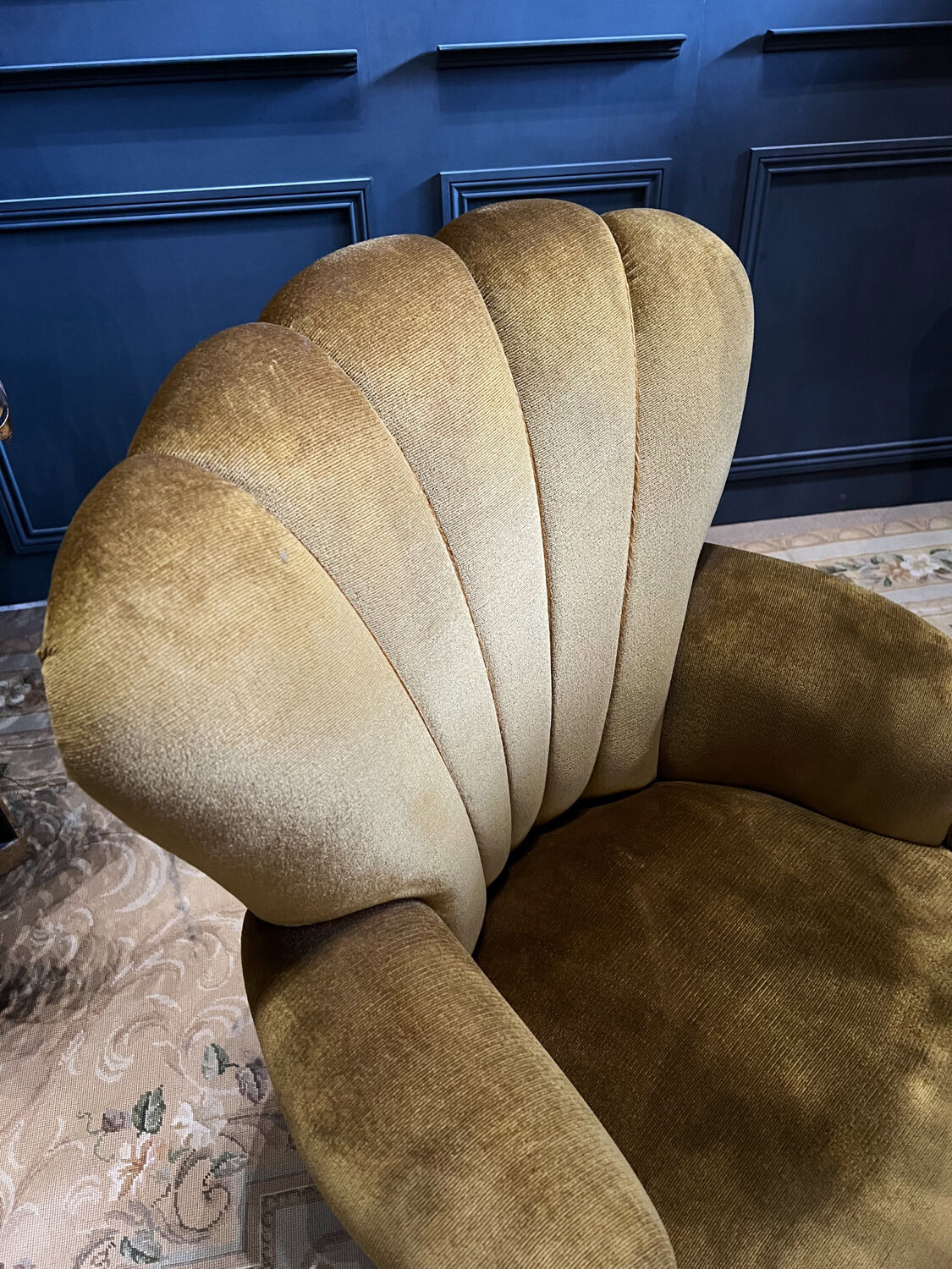 Pair of velvet Napoleon III style armchairs